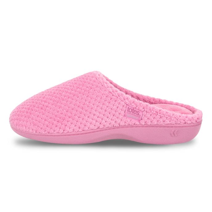 Isotoner® Ladies Popcorn Terry Mule Slipper Pink Extra Image 3